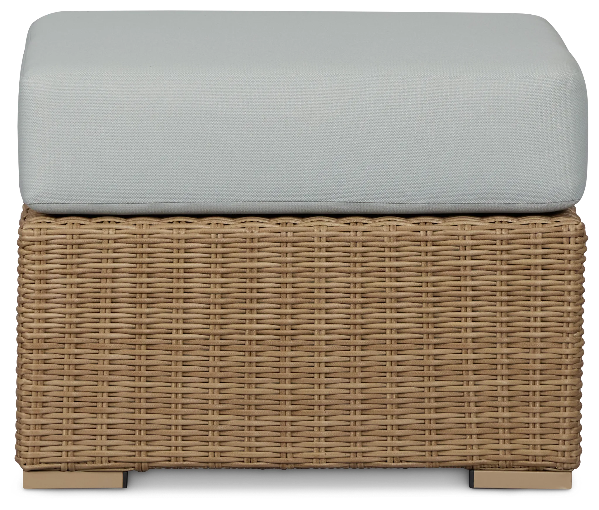 Montecito Light Tone Small Ottoman With Light Blue Cushions