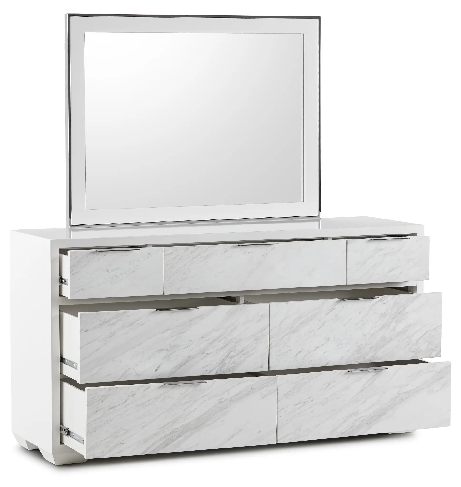 Ocean Drive White Marble Dresser & Mirror Ocean Drive White Marble Dresser & Mirror