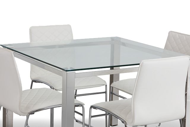 Skyline White Square Table & 4 Metal Chairs