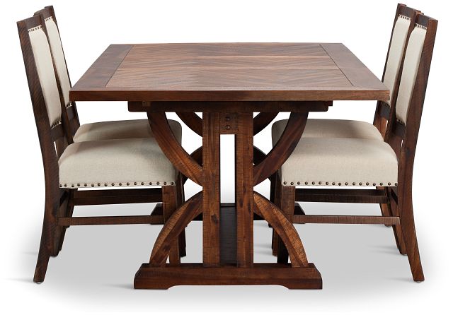 Joplin Dark Tone Extension Rectangular Table & 4 Upholstered Chairs