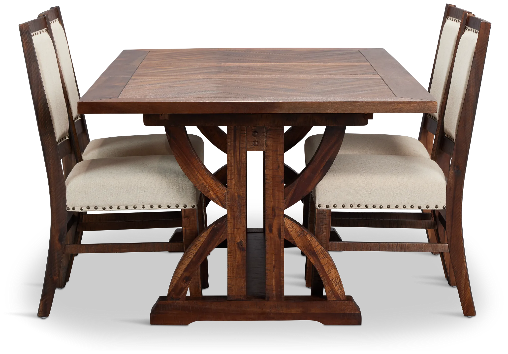 Joplin Dark Tone Extension Rectangular Table & 4 Upholstered Chairs