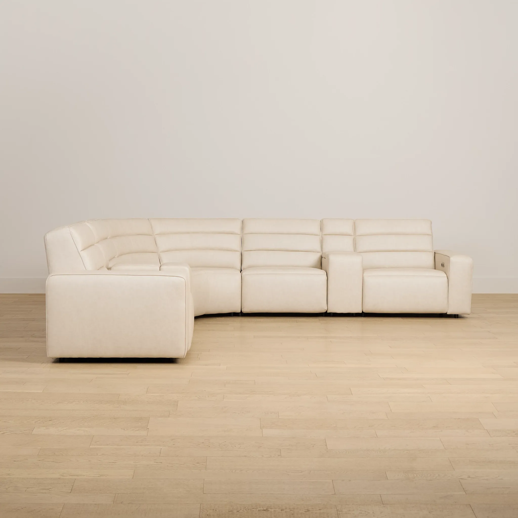 Sawyer Ivory Micro Large Triple Power Reclining Two-arm Sectional