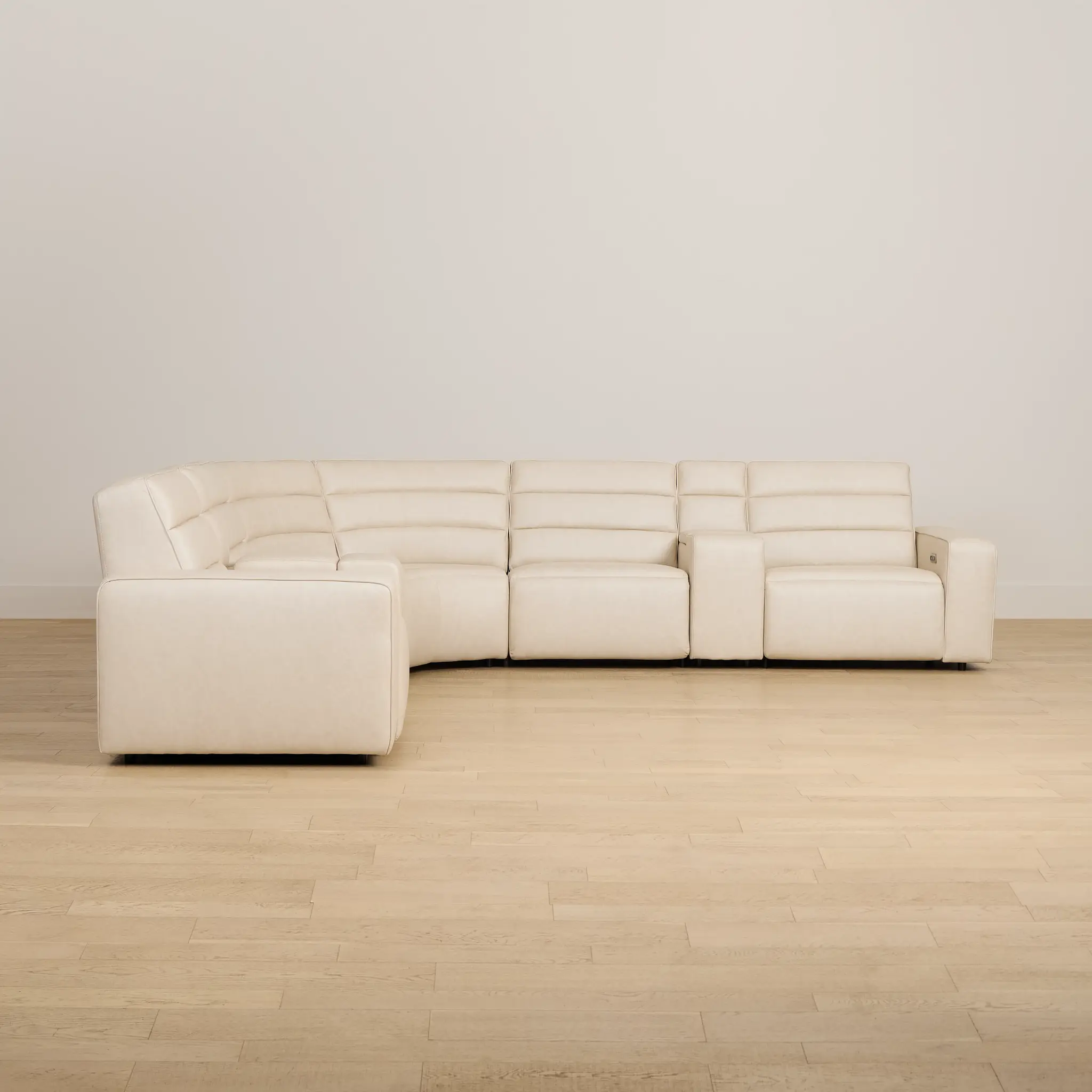 Sawyer Ivory Micro Large Triple Power Reclining Two-arm Sectional Sawyer Ivory Micro Large Triple Power Reclining Two-arm Sectional