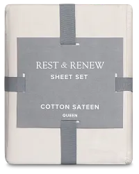 Rest & Renew Cotton Sateen Beige 300 Thread Sheet Set