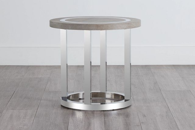 Berlin Light Tone Wood Round End Table