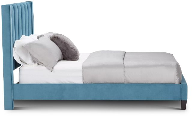 Audrey Blue Velvet Platform Bed