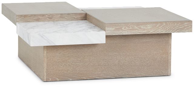 Zephyr Light Tone Stone Square Coffee Table (4)