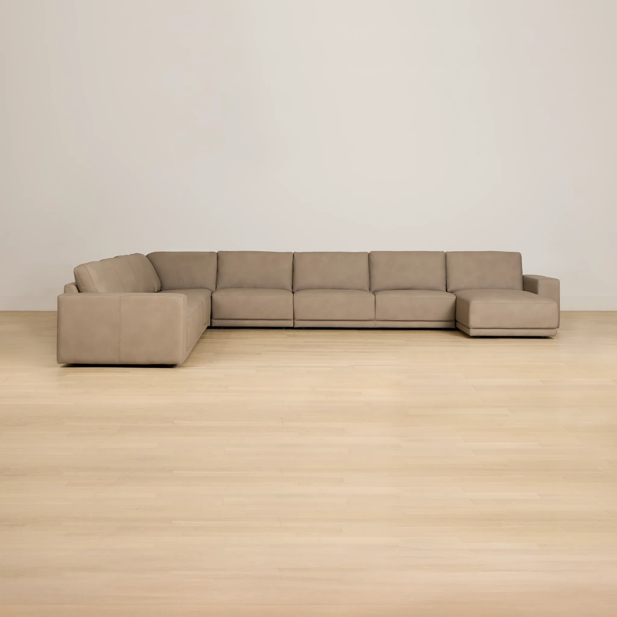 Kellan Taupe Leather Large Right Chaise Sectional
