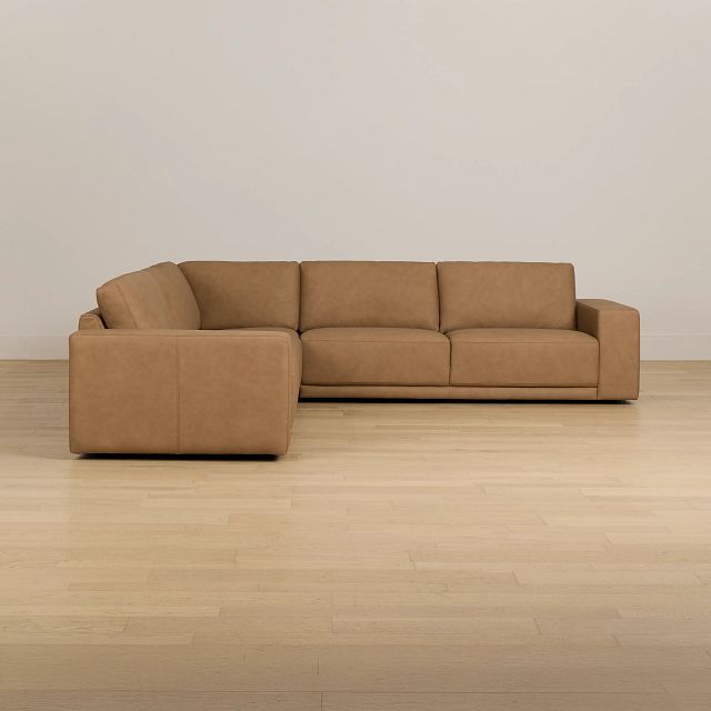 Kellan Light Brown Leather Small Two-arm Sectional
