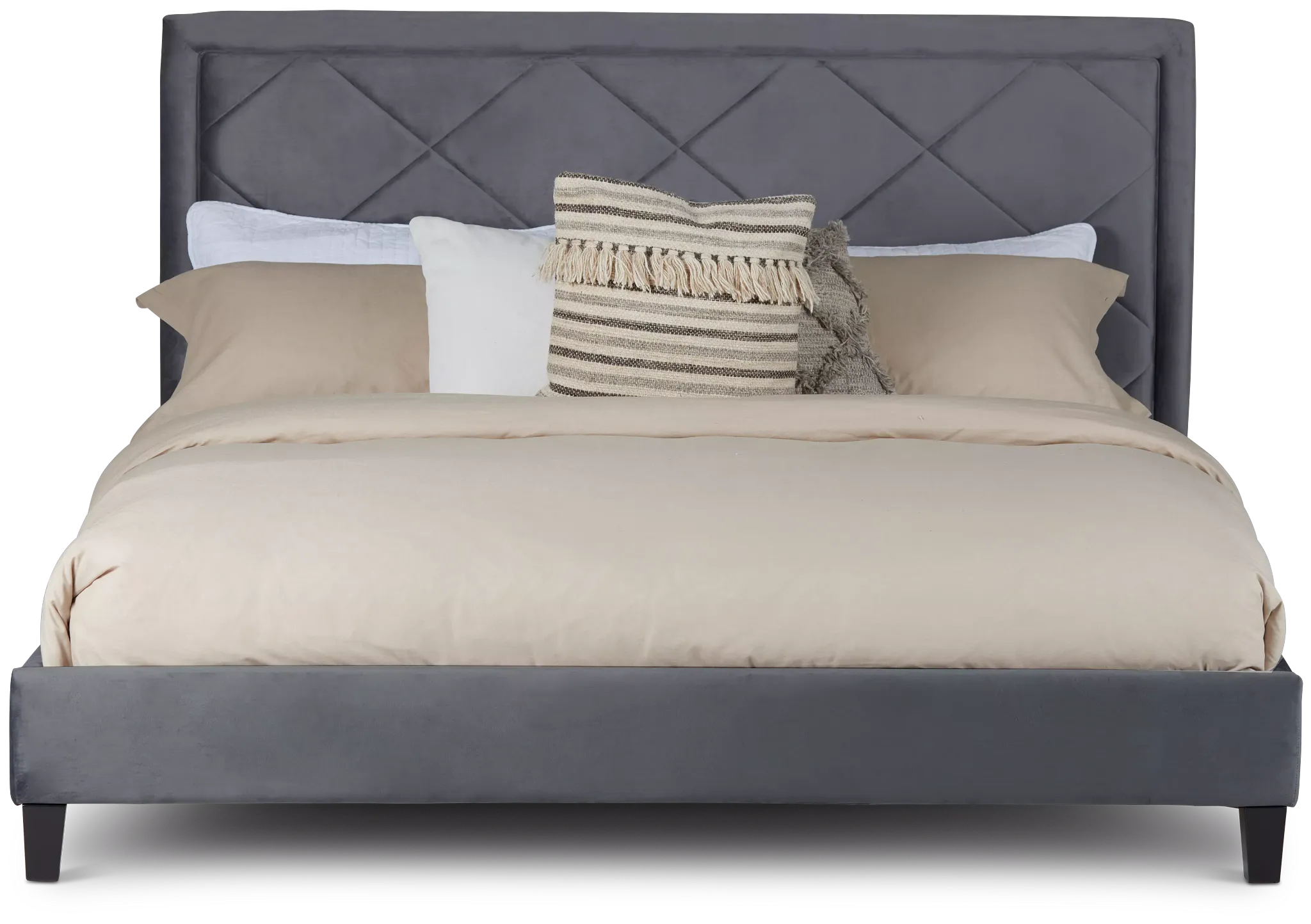 Collin Dark Gray Velvet Platform Bed
