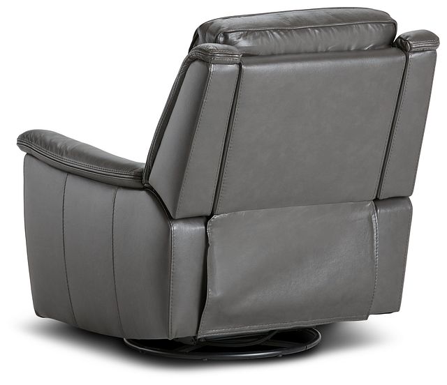 Aiden Dark Gray Leather Power Swivel Glider Recliner