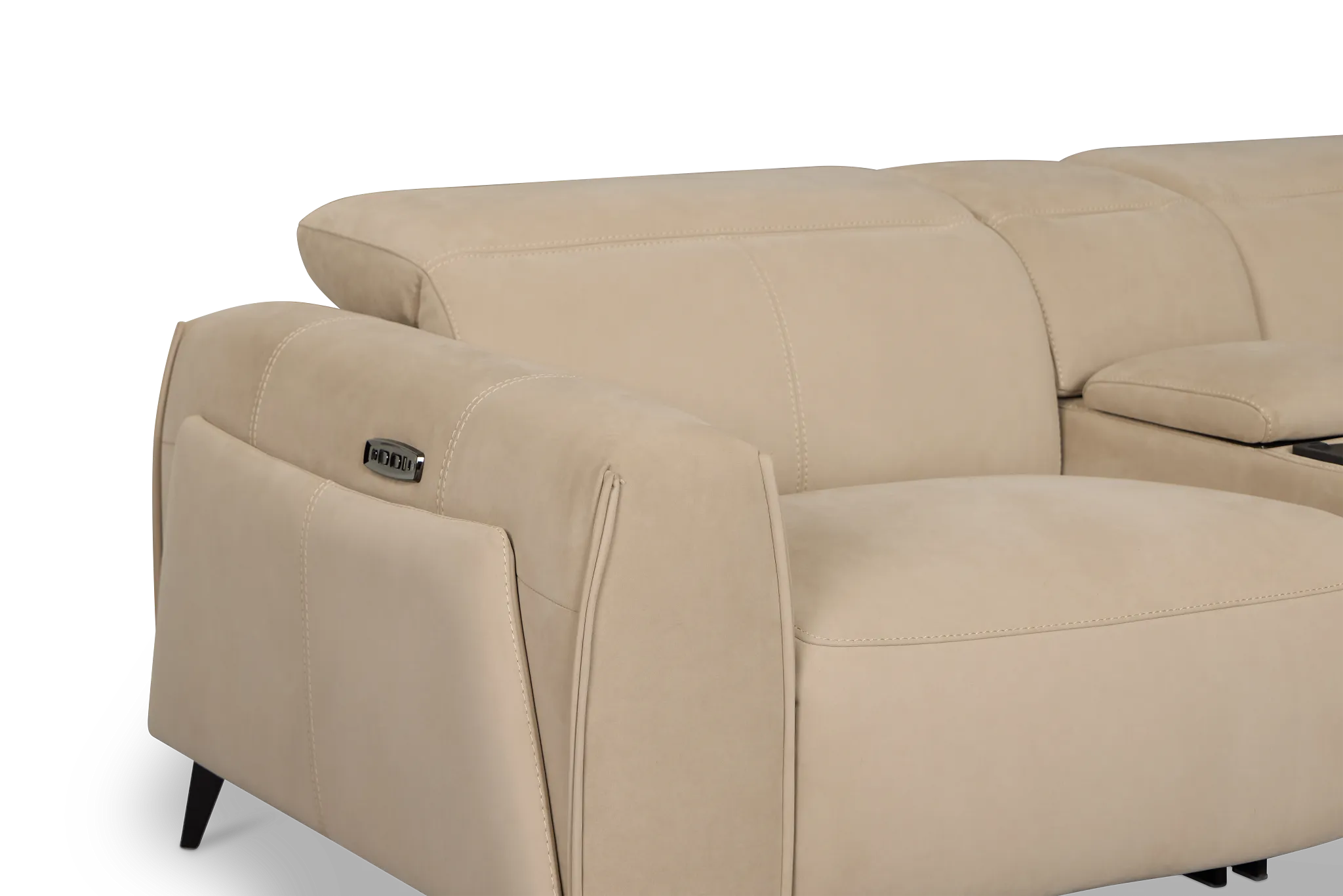 Reyna Beige Micro Large Dual Power Reclining Two-arm Sectional