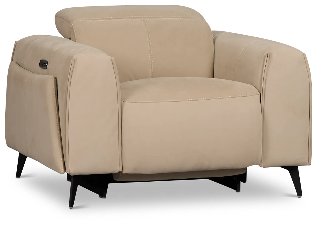 Reyna Beige Micro Power Recliner