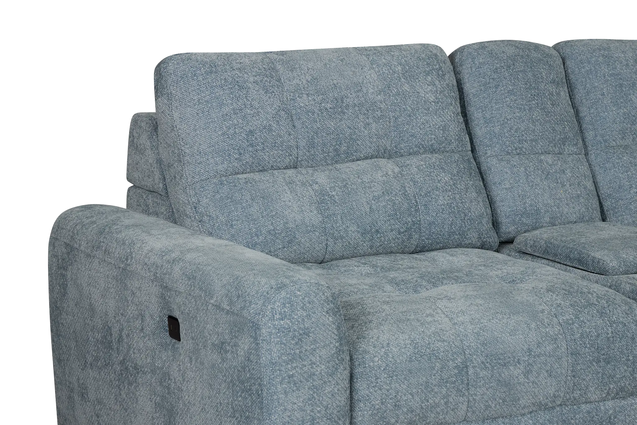 Hendrix Light Blue Fabric Power Extension Chaise Console Loveseat Hendrix Light Blue Fabric Power Extension Chaise Console Loveseat