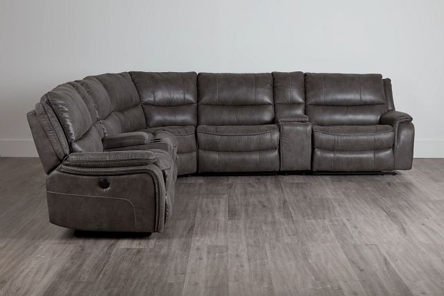 Dober Dark Gray Micro Large Triple Power Reclining Two-arm Sectional (0)