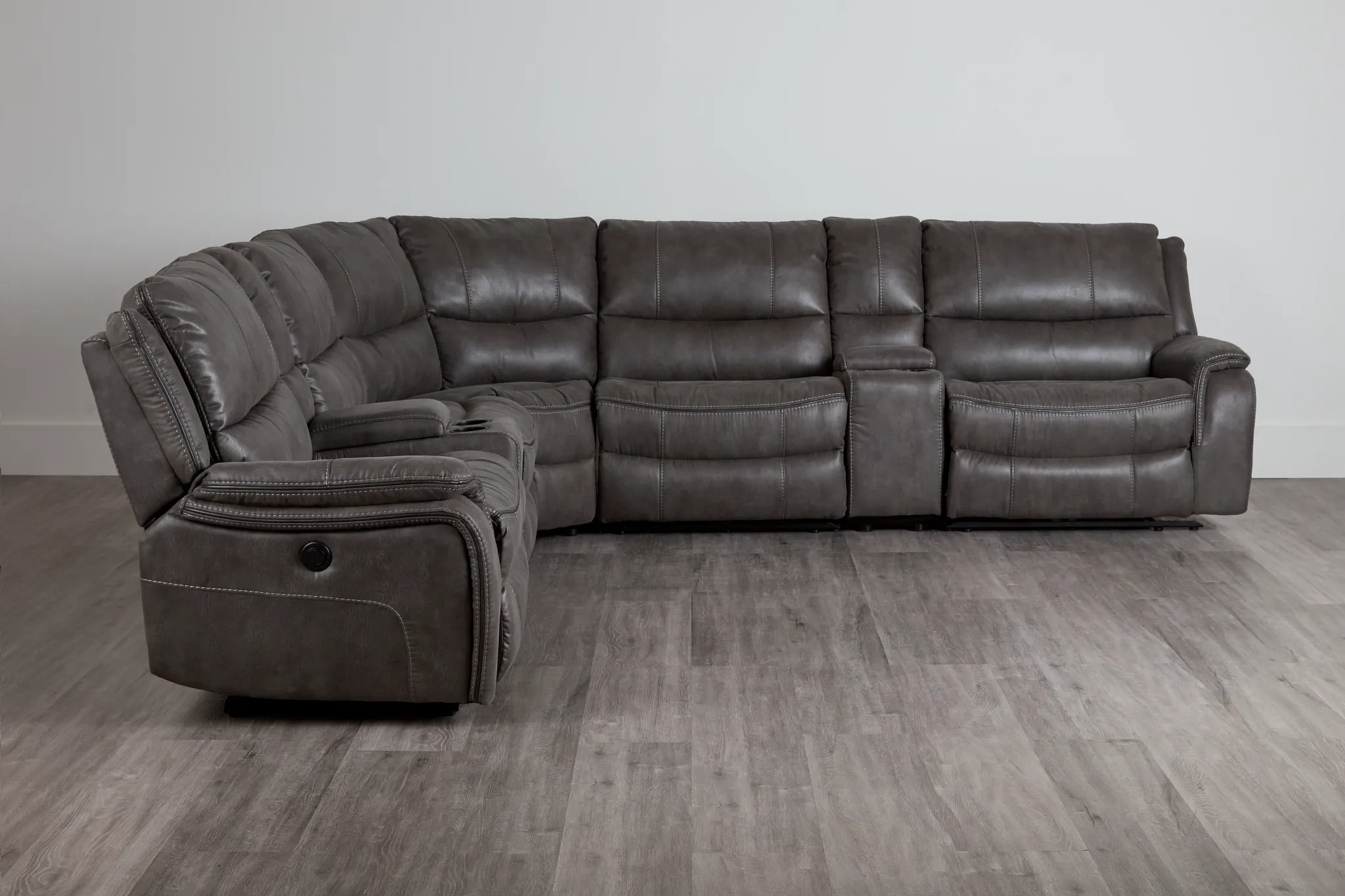 Dober Dark Gray Micro Large Triple Power Reclining Two-arm Sectional