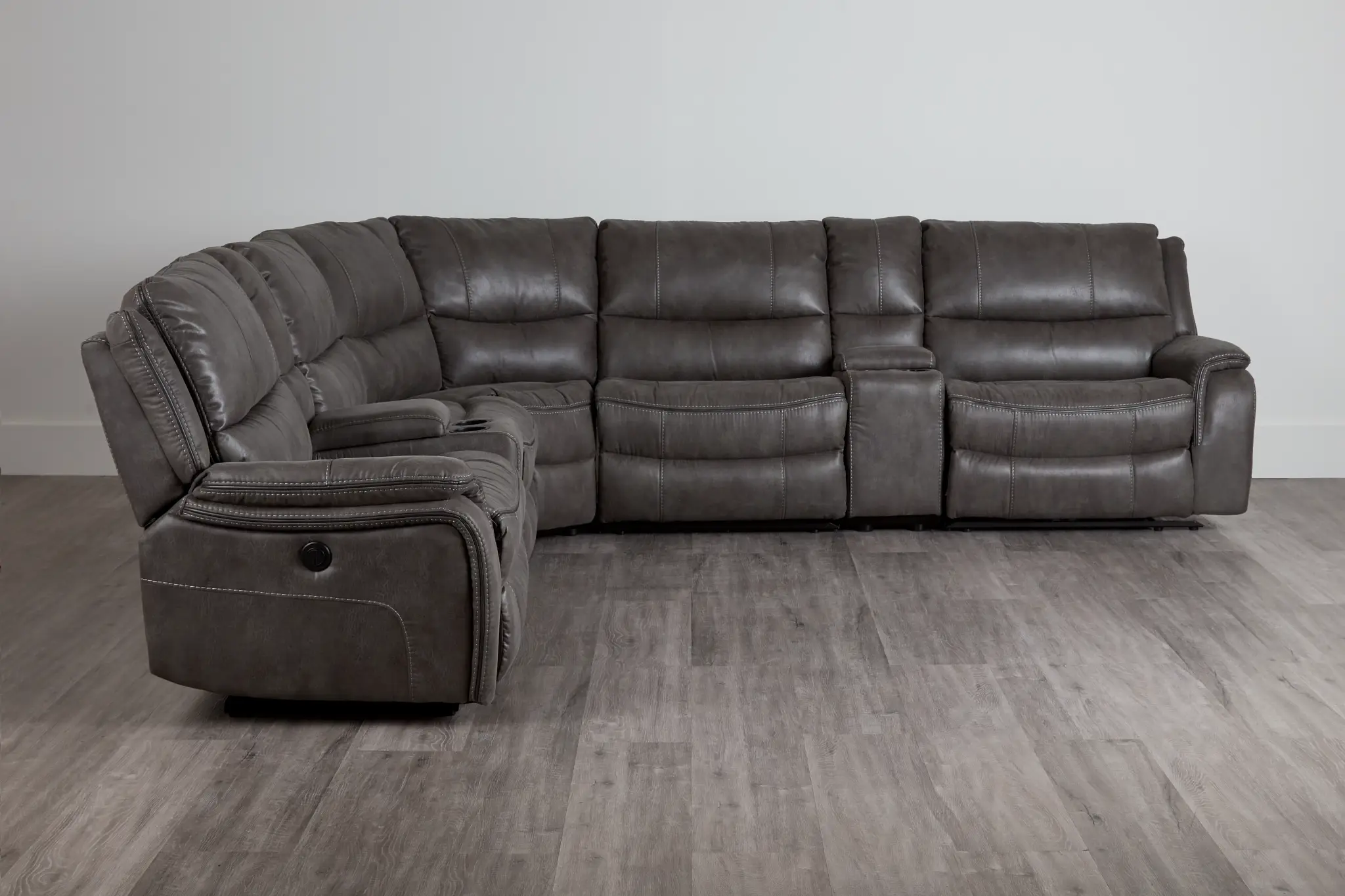 Dober Dark Gray Micro Large Triple Power Reclining Two-arm Sectional Dober Dark Gray Micro Large Triple Power Reclining Two-arm Sectional