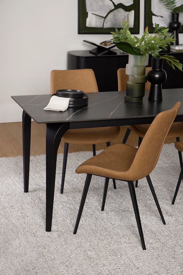 Sierra Black Stone Rectangular Table