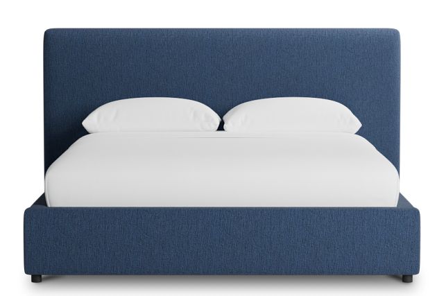 Grayton Revenue Dark Blue 44" Upholstered Platform Bed
