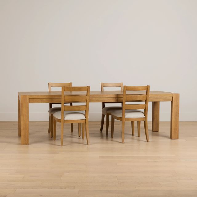 Tahoe Light Tone Rect Table & 4 Slat Chairs