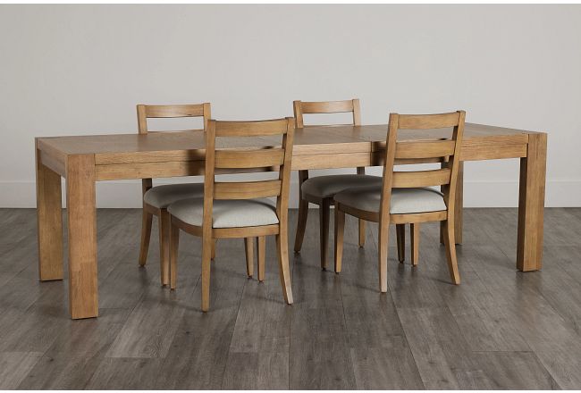 Tahoe Light Tone Rect Table & 4 Slat Chairs