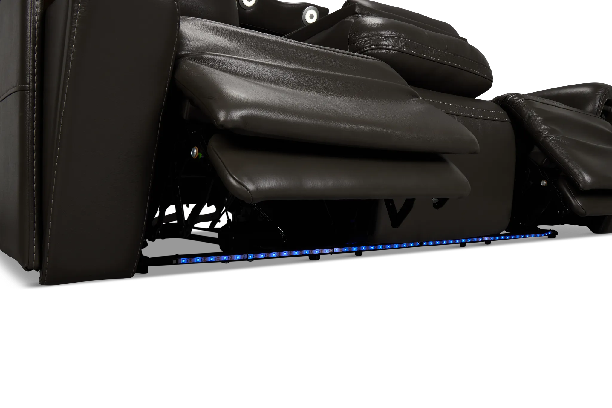 Fallon Dark Gray Lthr/vinyl Power Reclining Sofa W/ Massage