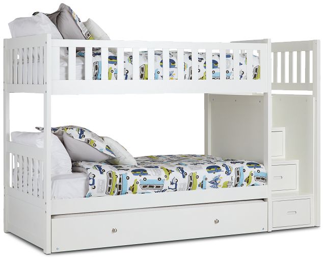 Bailey White Trundle Bunk Bed