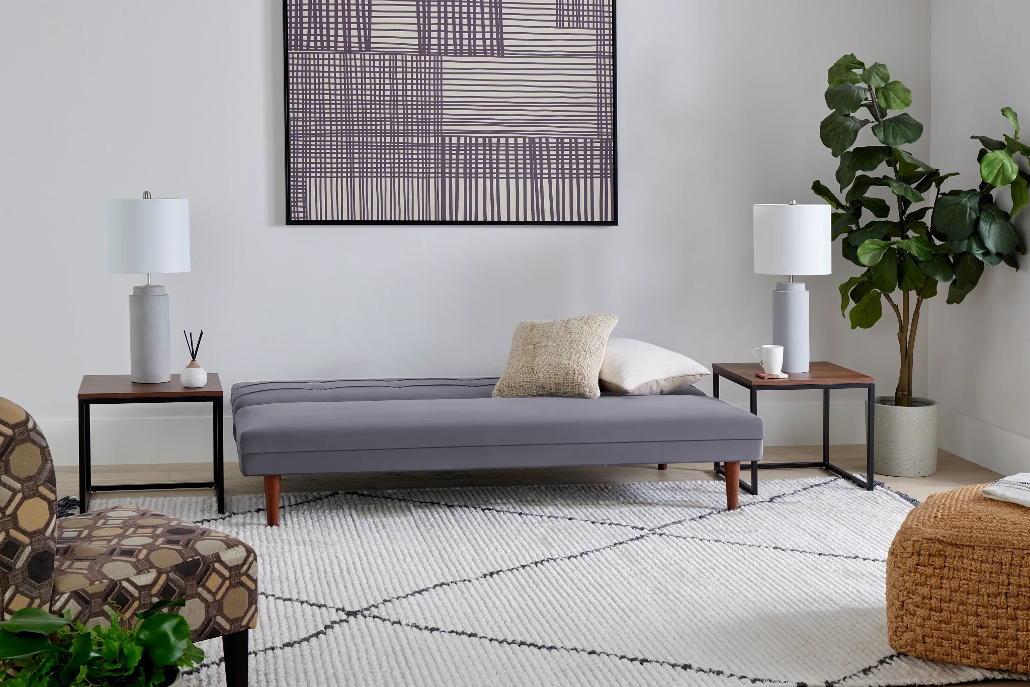 Ellie Dark Gray Velvet Sofa Futon