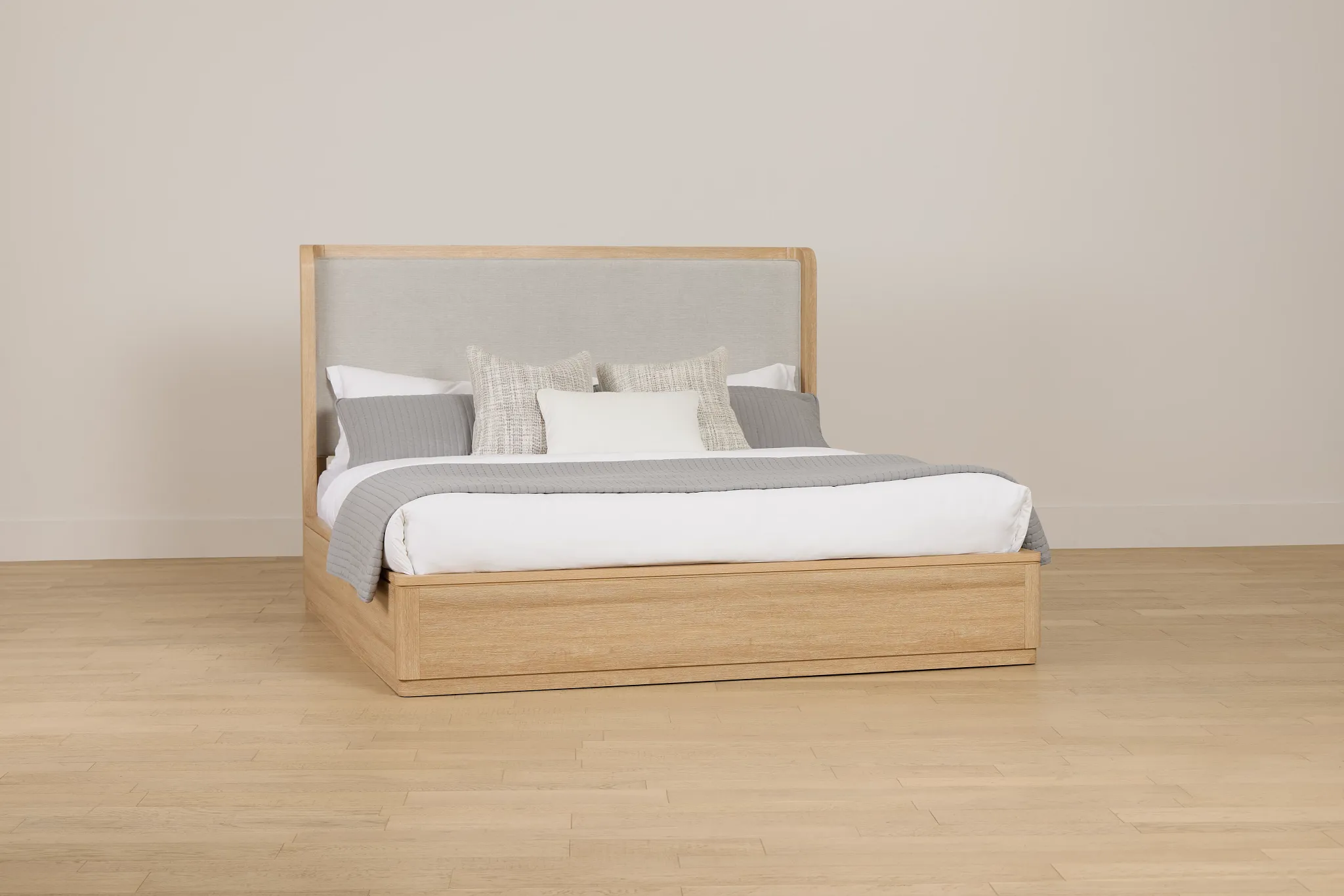 Emory Light Tone Upholstered Platform Bed