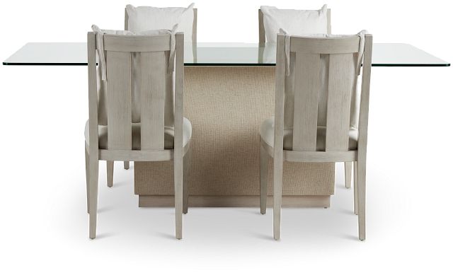 Marseilles Glass Rectangular Table & 4 Upholstered Chairs (3)