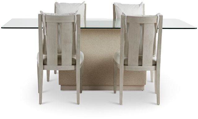 Marseilles Glass Rectangular Table & 4 Upholstered Chairs