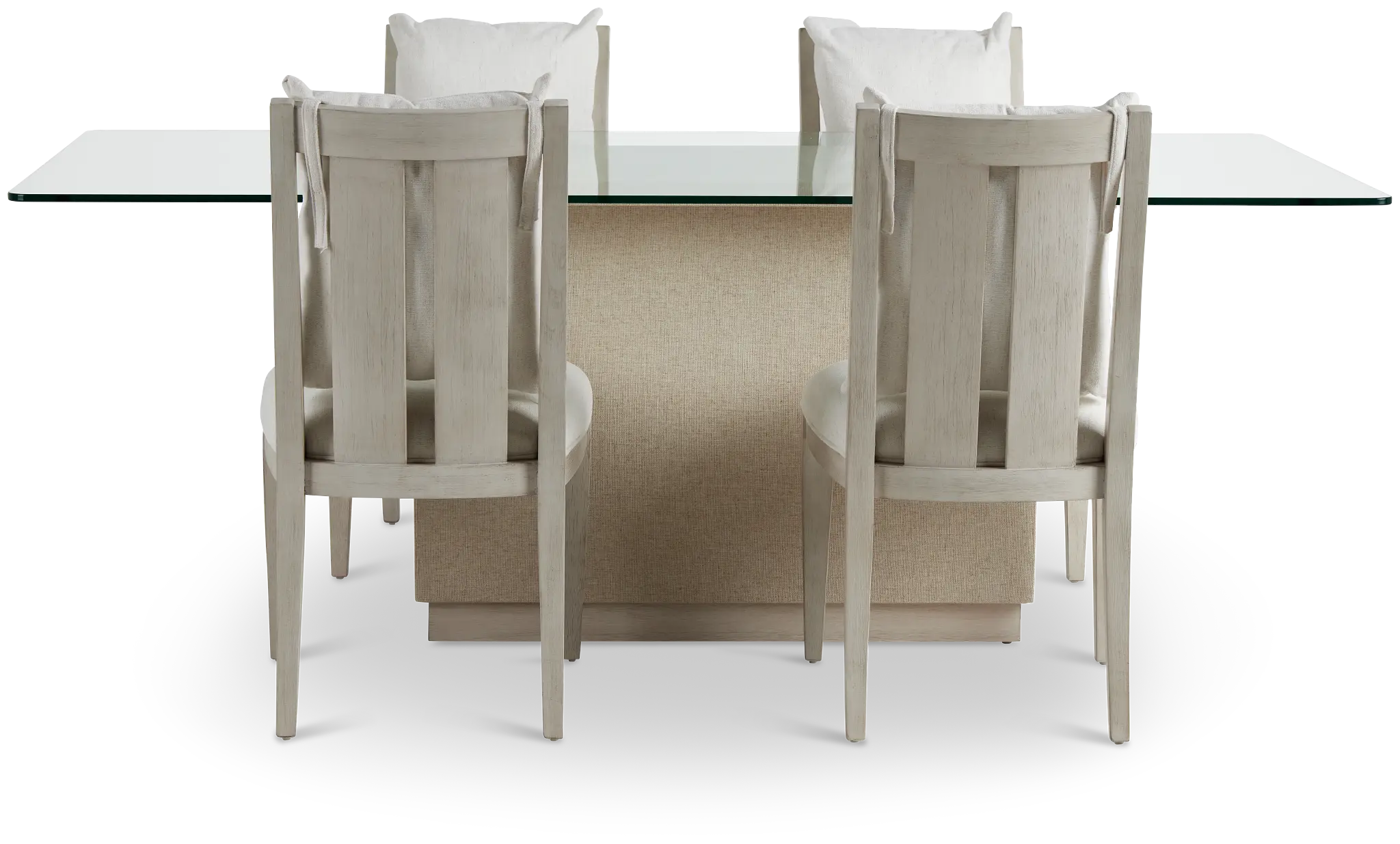 Marseilles Glass Rectangular Table & 4 Upholstered Chairs Marseilles Glass Rectangular Table & 4 Upholstered Chairs
