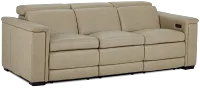 Ainsley Beige Leather Power Reclining Sofa