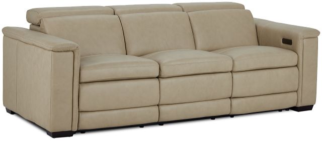 beige power reclining sofa