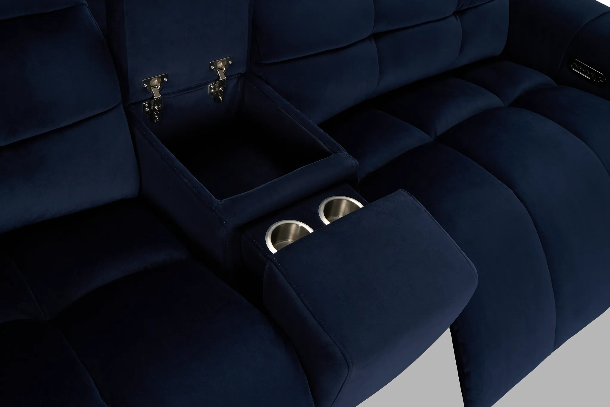 Gemma Navy Velvet Medium Dual Power 2-arm Reclining Sectional