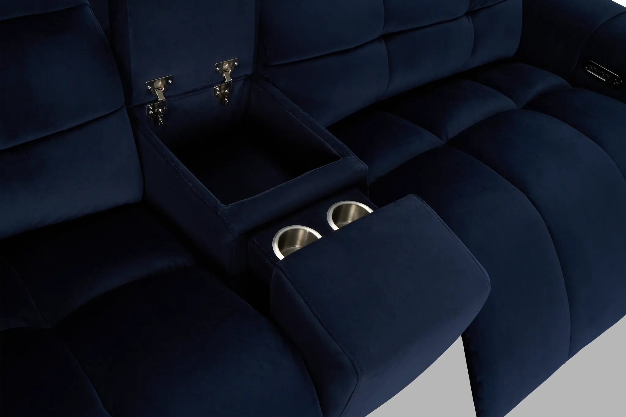 Gemma Navy Velvet Medium Dual Power 2-arm Reclining Sectional Gemma Navy Velvet Medium Dual Power 2-arm Reclining Sectional