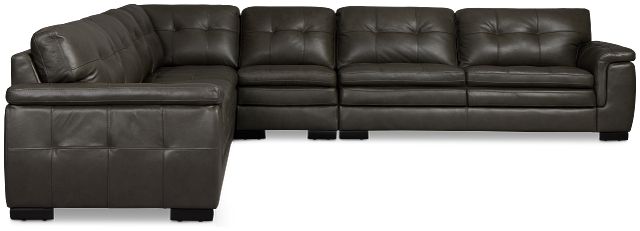 Braden Dark Gray Leather Large Two-arm Sectional