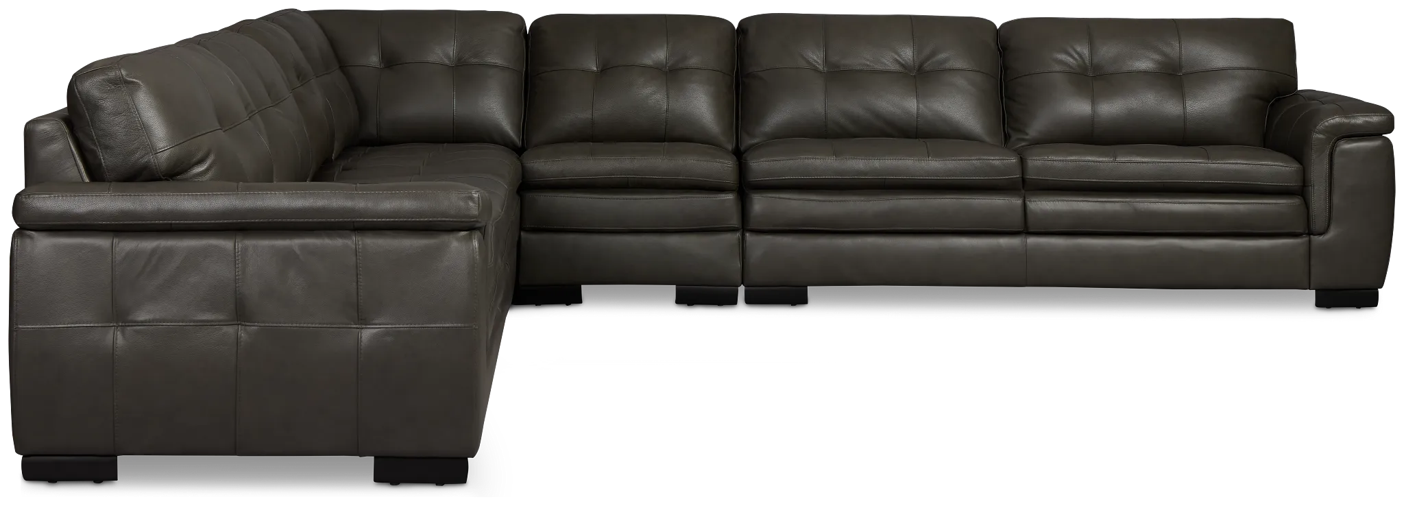 Braden Dark Gray Leather Large Two-arm Sectional