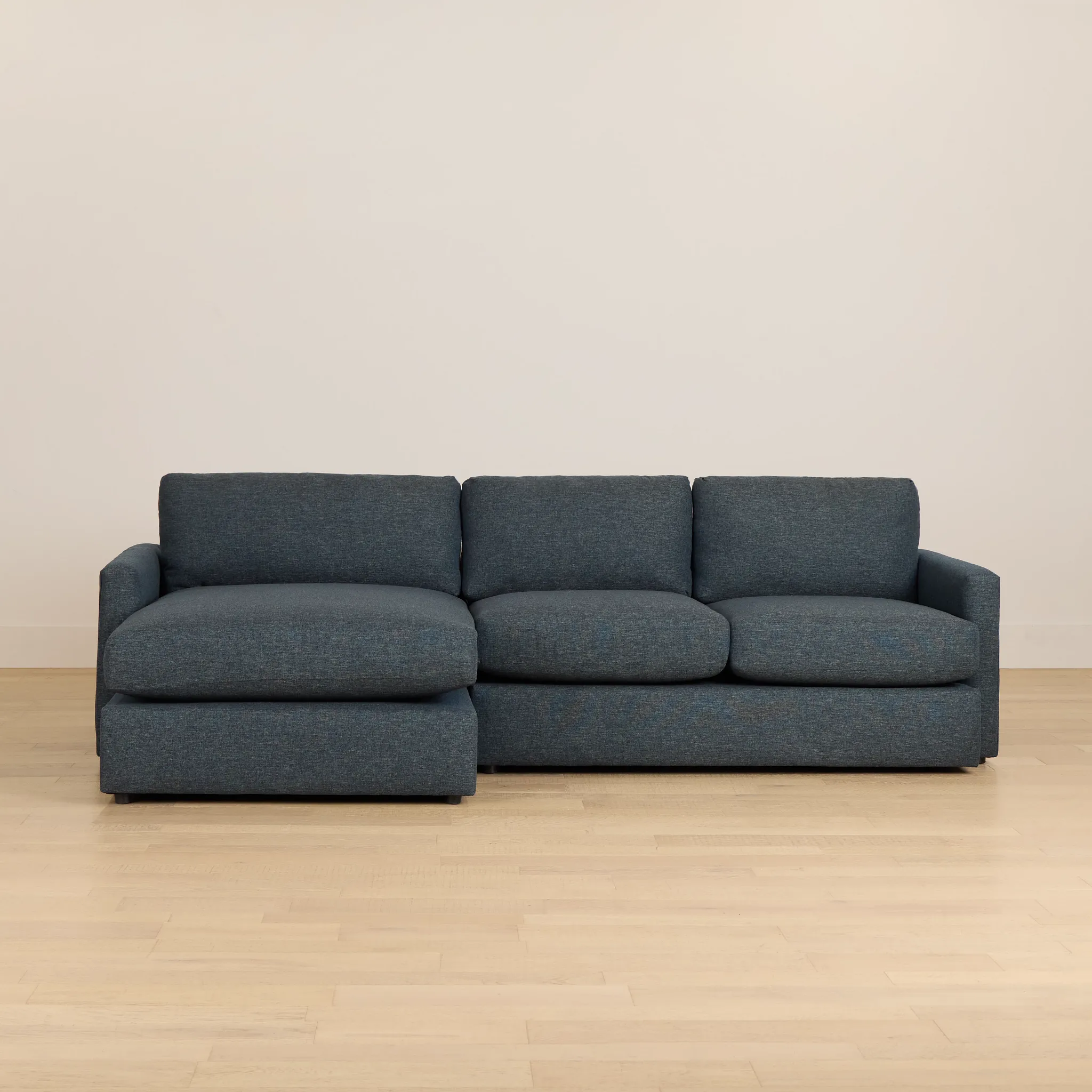Noah Dark Blue Fabric Small Left Chaise Sectional