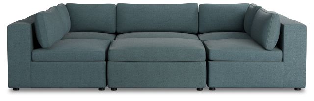 Destin Sutton Blue Fabric 6-piece Pit Sectional