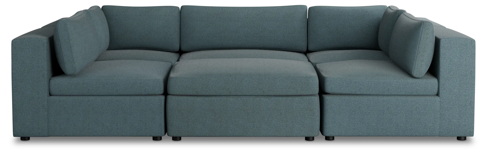 Destin Sutton Blue Fabric 6-piece Pit Sectional