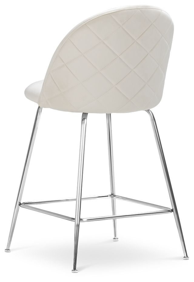 Capri Ivoryvelvet Upholstered 24" Barstool W/chrome Legs