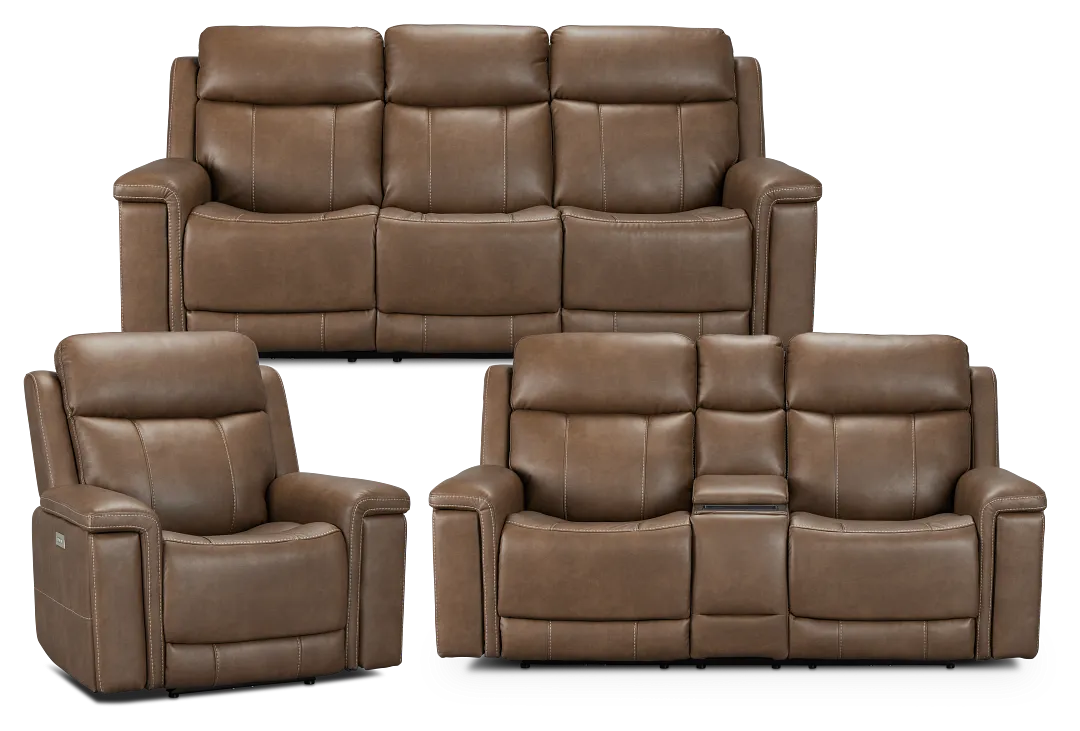 Jayden Brown Micro Power Reclining Living Room