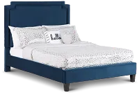 Whitney Dark Blue Uph Platform Bed