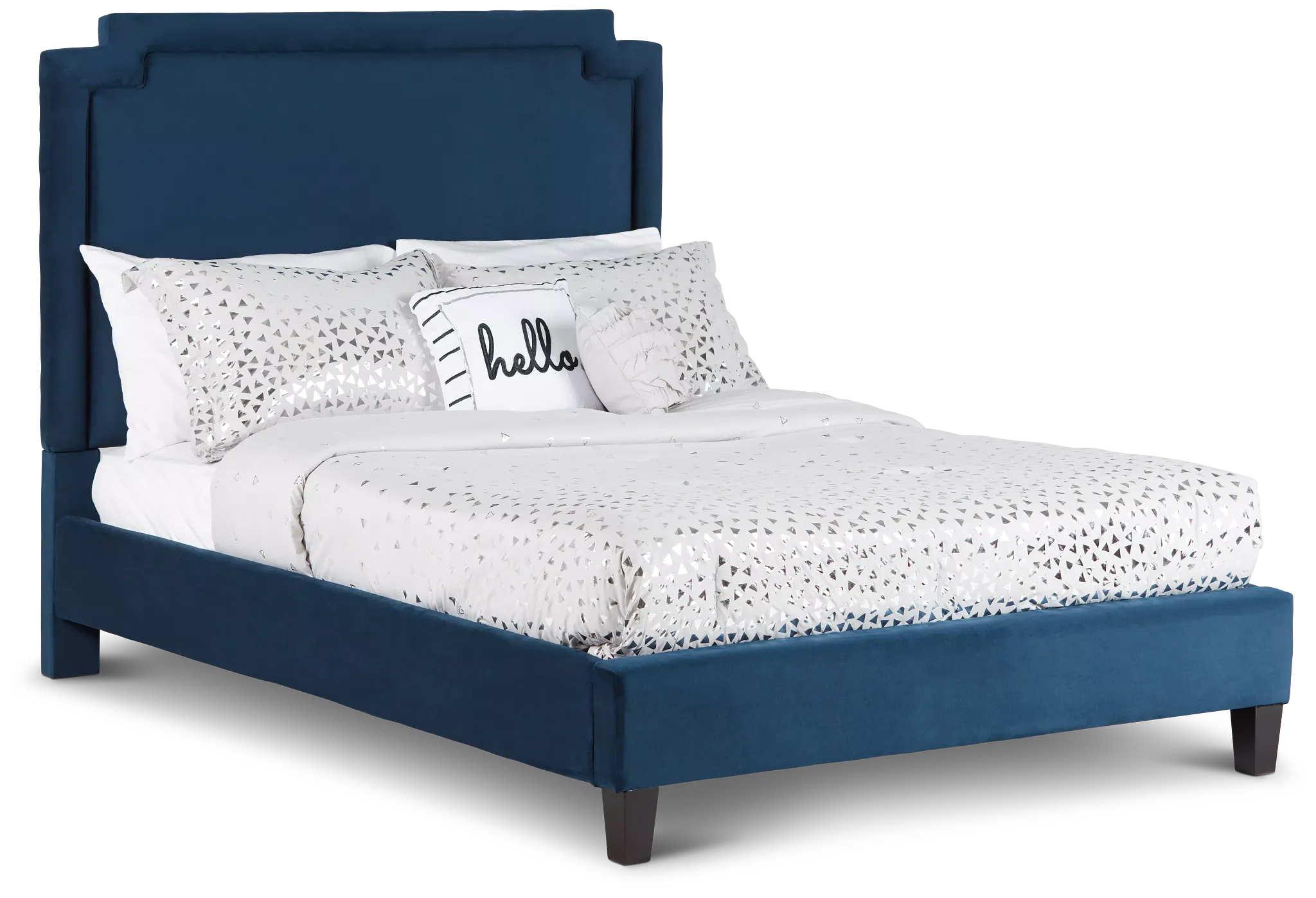 Whitney Dark Blue Uph Platform Bed