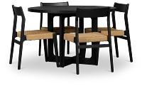 Santorini Black Round Table & 4 Woven Chairs