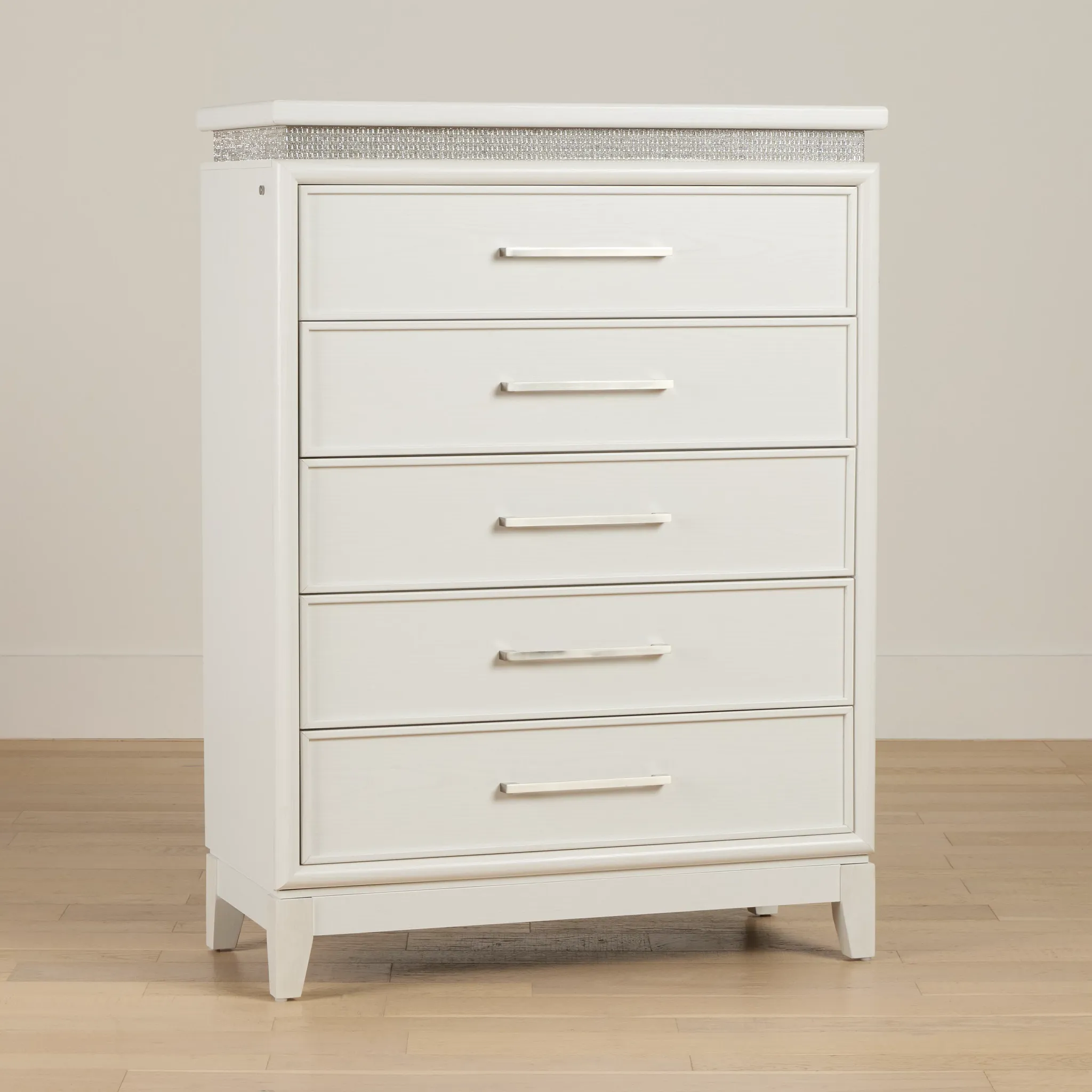 Alessandria White Lighted Drawer Chest