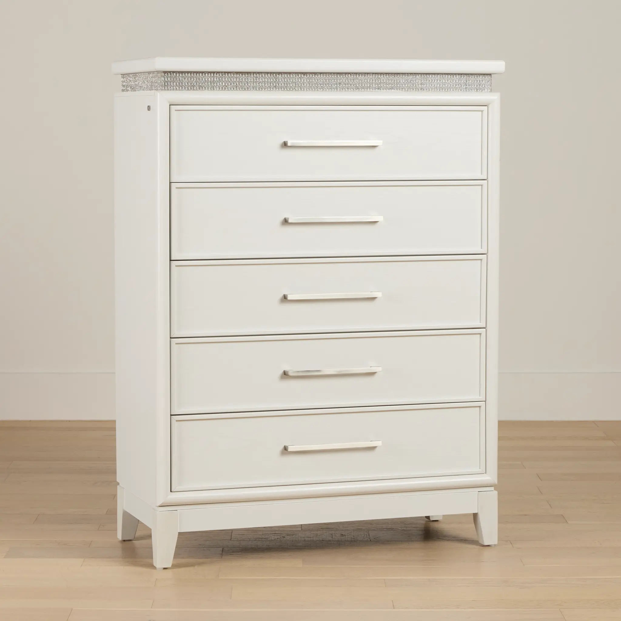 Alessandria White Lighted Drawer Chest Alessandria White Lighted Drawer Chest