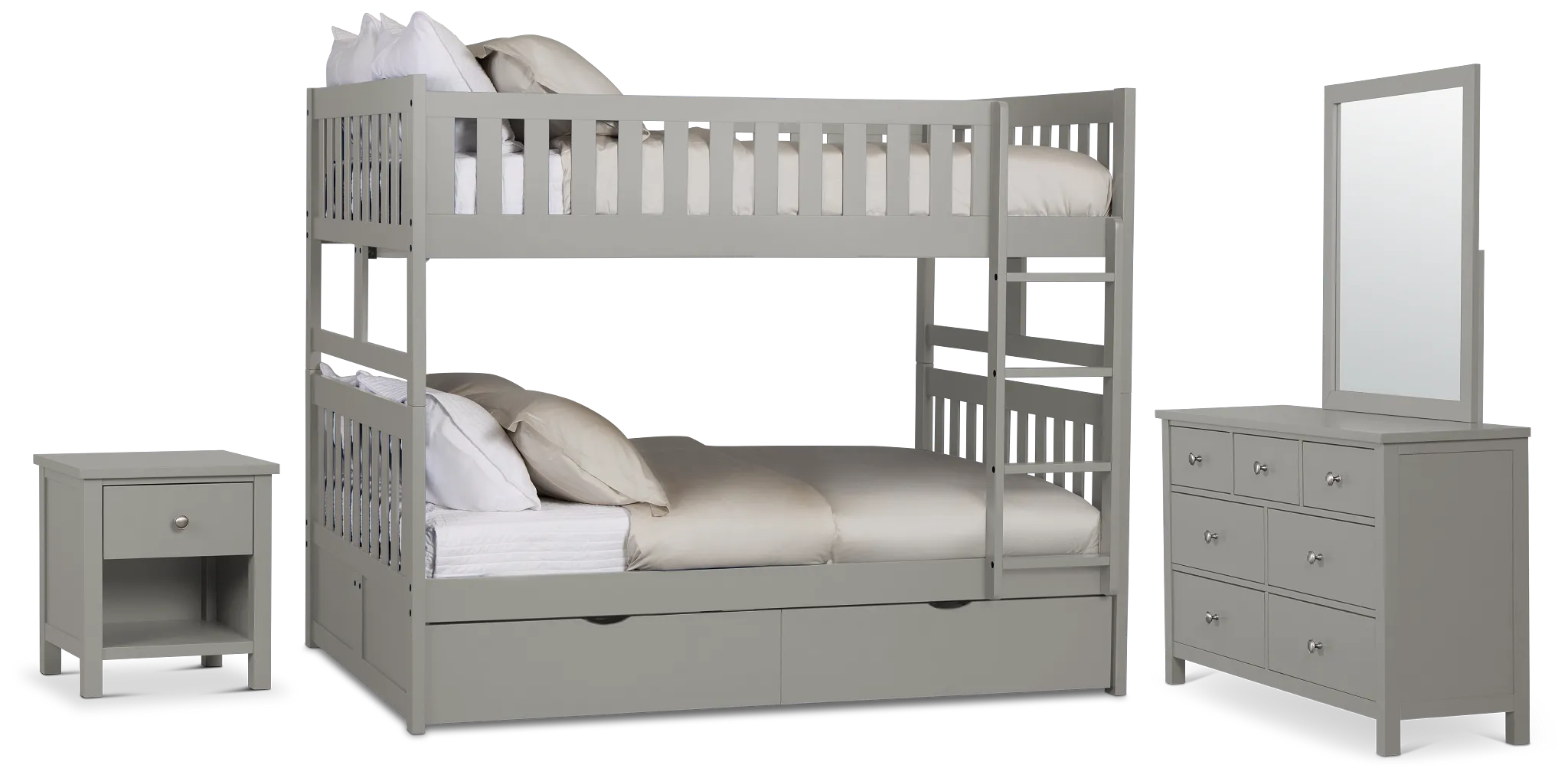 Charleston Gray Bunk Bed Storage Bedroom