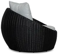 Montecito Black Curved Swivel Chair With Light Blue Cushions